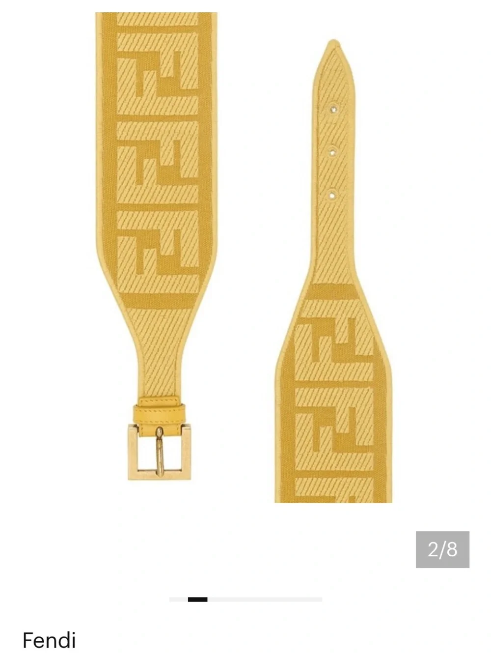 Fendi Yellow FF Logo Stretch Belt with Buckle 75 cm .  Small